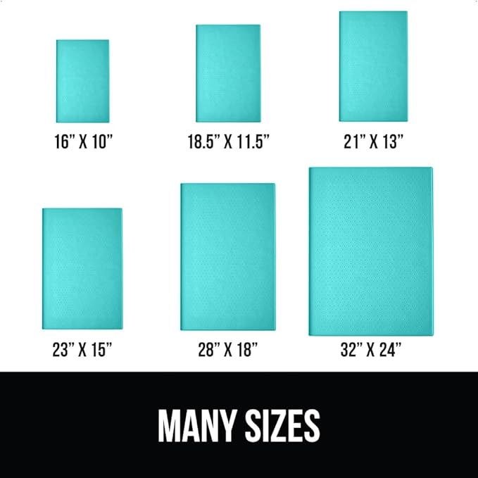 Gorilla Grip 100% Waterproof Raised Edge BPA Free Silicone Pet Feeding Mat, Dog Cat Food Mats Contain Spills Protects Floors Placemats for Cats and Dogs Water Bowl Pets Accessories 18.5x11.5 Turquoise - PAWPICO