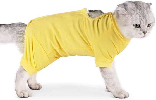 Cat Surgical Recovery Suit Professional for Male Female Dog Abdominal Wounds Cone E-Collar Alternative, Anti-Licking Or Skin Diseases Pet Surgical Recovery Pajama Suit, Soft Fabric Onesie for Cats Lianzimau
