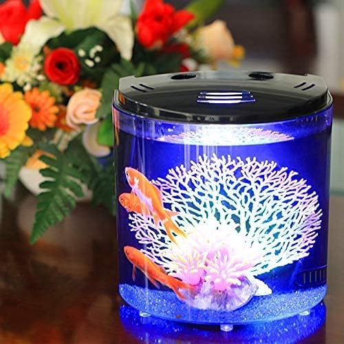 Small Fish Tank 1.2 Gallon Aquarium Starter Kit for Home, Office, Room, Decorative Desktop, Betta Fish Tank with Filter and Light for Shrimp, Jellyfish, Goldfish Yochaqute