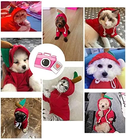 Warm Dog Winter Clothes Cute Fruit Dog Coat Hoodies Fleece Pet Dogs Costume Jacket for French Bulldog Chihuahua Ropa para Perro(Red,XL) - PAWPICO
