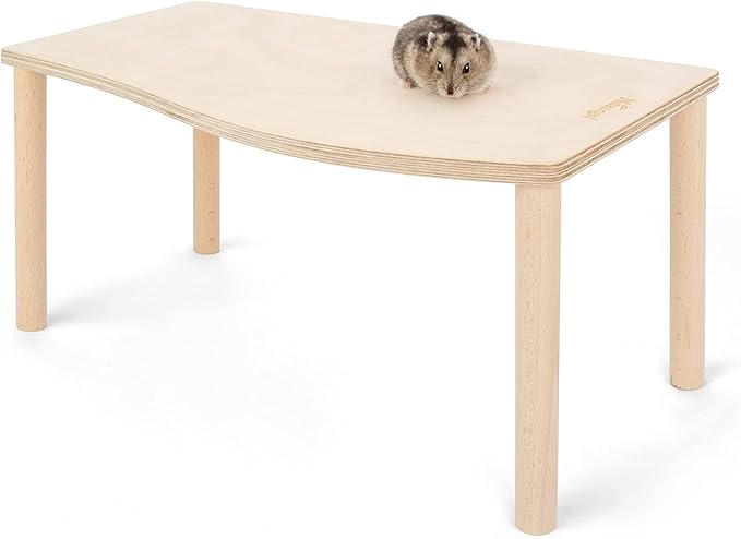 Niteangel Hamster Play Wooden Platform for Food Bowl Drinking Bottle and Other cage Accessories (Wave - 7" Height) Niteangel