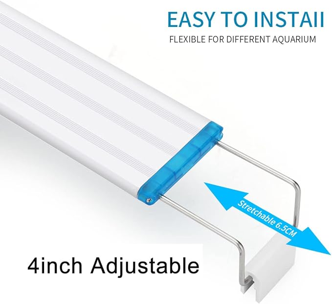 Bright Classic LED Aquarium Light, Reef Plant Fish Tank Light with Extendable Brackets, Aquatic Plant Growth Lamp White and Blue LEDs JackSuperAquariumPetsFocus
