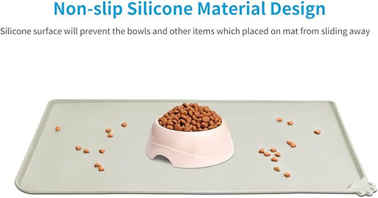 AUDWUD Silicone Waterproof Dog Cat Pet Feeding Mats,Anti Slip Pet Bowl Mats,Pet Feeding Mat, 28" x 18" - PAWPICO