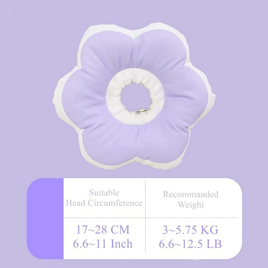 Soft Cat Cone Collar Waterproof Adjustable Pet E Collar Cute Purple Flower Collar for Cats Small Dogs Kitten Puppy After Surgery Prevent Licking(Purple,Medium) LAVVICHA