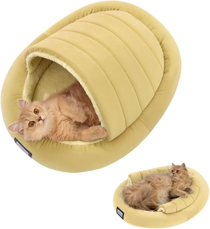 Balance 2 in 1 Cat Bed Cave for Kittens and Small Dogs, Cat Tents for Indoor Cats, Covered Cat Beds with Removable Cushion, Calming Cat Nest, Cat Hideaway, Washable Cat House with Non-Slip Bottom - PAWPICO