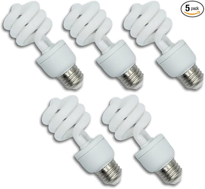 lumenivo 15 Watt UVB Reptile Light 5.0 15W Spiral Reptile Heat Terrarium Light Bulbs for Turtles, Gecko, Tortoise, Snake, Lizard, Chameleons, and Insects - 120V - 5 Pack Lumenivo