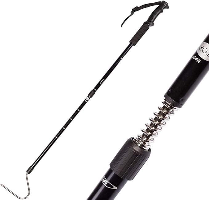 Snake Hook Reptile Grabber Rattle Snake Catcher,Professional Aluminum Alloy with Telescopic Rod and Lock, Comfortable Grip Handle for Catching,Controlling,Moving (53 inch Snake Hook) PAWPICO