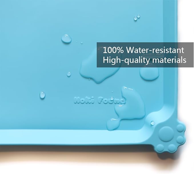 Hoki Found L Silicone Pet Food Mats Tray - Non Slip Pet Dog Cat Bowl Mats Placemat - Dog Pet Cat Feeding Mat - Waterproof Dog Cat Food Mats -Pet Water Mats for Carpet -Arctic - PAWPICO