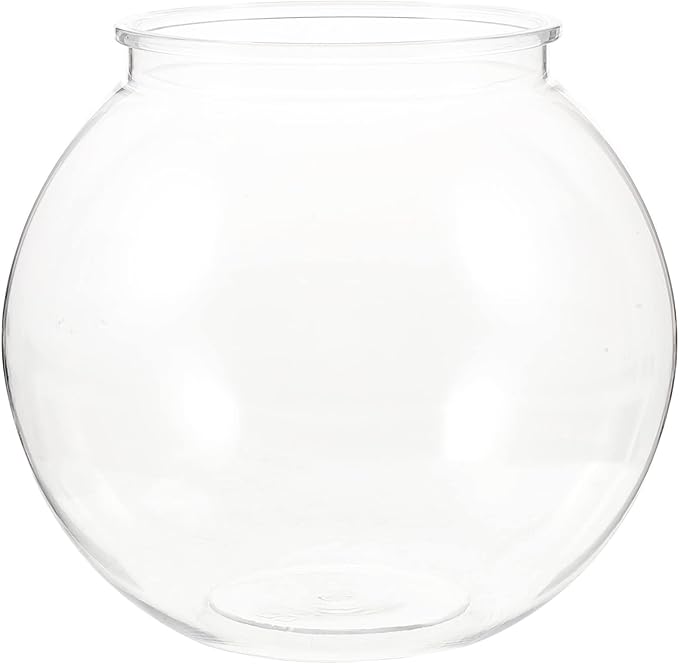 POPETPOP Plastic Fish Bowl Small Fish Tank: Transparent Small Aquarium Fish Bowls for Centerpieces Round Plastic Fish Bowl for Betta Fish Candy Party Favors, 7.07X7.07X6.29in POPETPOP