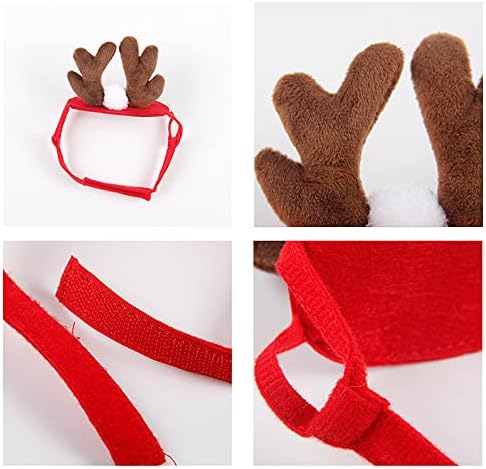 PETLESO Cat Christmas Costume, Cat Reindeer Antlers with Christmas Scarf Small Dog Santa Costume Pet Xmas Outfits for Cat Kitten, Puppy - PAWPICO