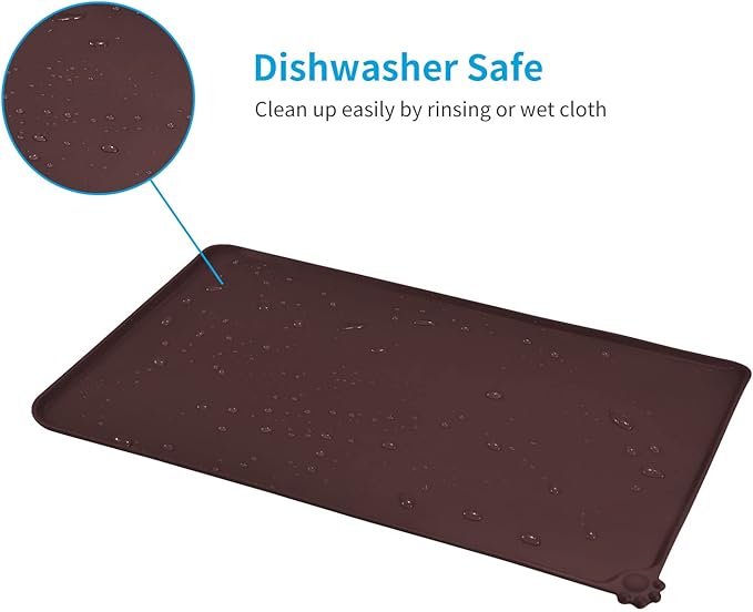 AUDWUD Silicone Waterproof Dog Cat Pet Feeding Mats,Anti Slip Pet Bowl Mats,Pet Feeding Mat, 24" x 16" - PAWPICO