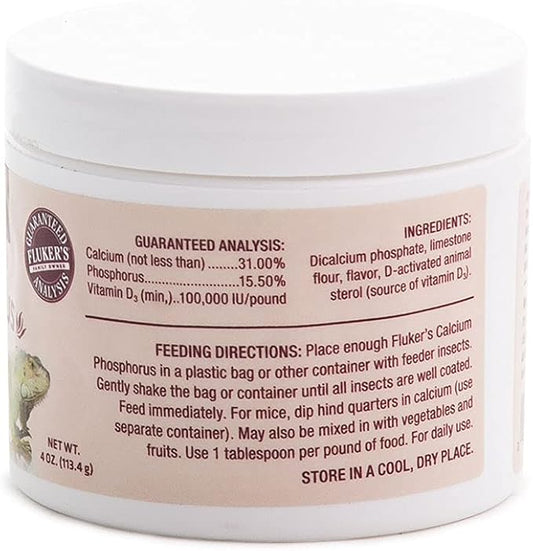 Fluker's Calcium to Phosphorus Reptile Dietary Supplement, 4 oz (Pack of 2) Flukers