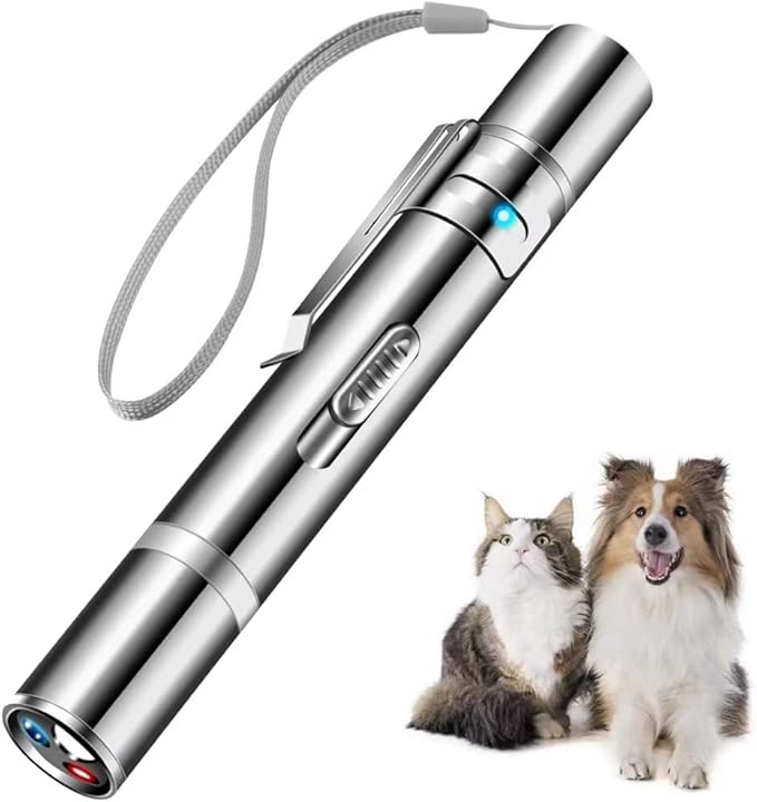 Cowjag Cat Toys, Laser Pointer with 5 Adjustable Patterns, USB Recharge Laser, Long Range and 3 Modes Training Chaser Interactive Toy, Dog Laser Toy - PAWPICO