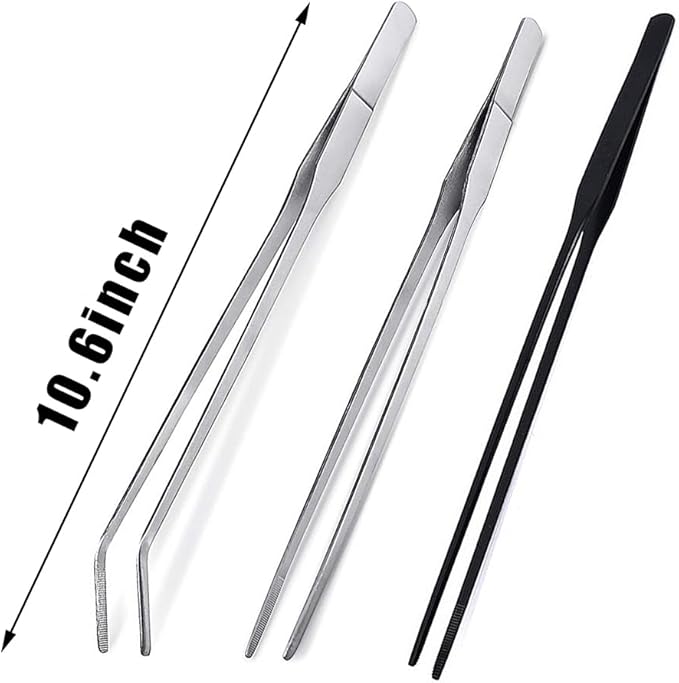 3Pcs Reptile Metal Feeding Tongs, Snake Tank Long Tweezers Fit Bearded Dragon Tarantula Spider Gecko Lizard Frog Turtle Ball Python Aquarium Terrarium PAWPICO