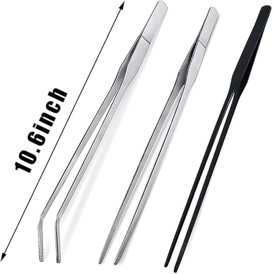 3Pcs Reptile Metal Feeding Tongs, Snake Tank Long Tweezers Fit Bearded Dragon Tarantula Spider Gecko Lizard Frog Turtle Ball Python Aquarium Terrarium PAWPICO