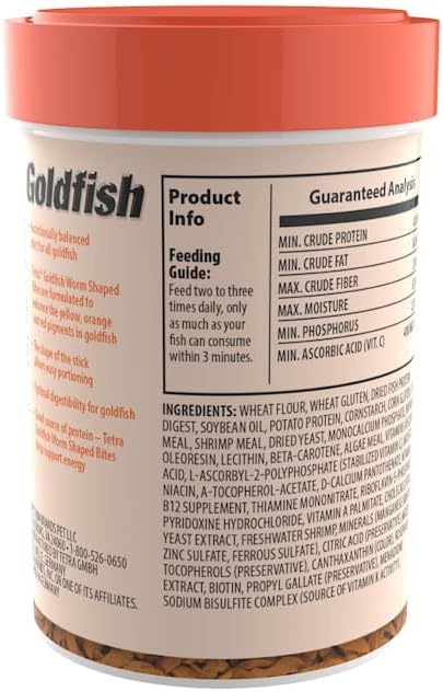Tetra Goldfish Worm Shaped Bites Fish Food, 2.46 Oz., Complete Food for All Goldfish Tetra