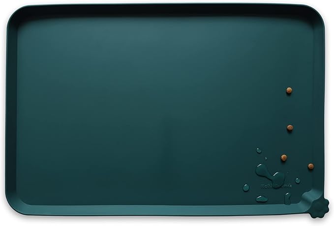Hoki Found Silicone Pet Food Mats Tray - High-Lips Pet Dog Cat Bowl Mats - Dog Pet Cat Feeding Mat - Waterproof Dog Cat Food Mats -Pet Water Mats for Floors - Dark Cedar - PAWPICO