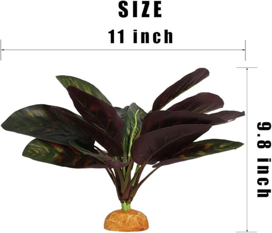 Reptile Terrarium Decor Plants, Bearded Dragon Tank Accessories fit Crested Gecko Leopard Lizard Chameleon Ball Python Snake Frog - Purple Fake Prayer Peacock Plants WOLEDOE