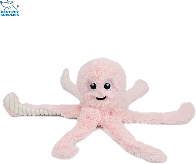Best Pet Supplies OctoMutant Crinkle Plush Dog Toys for Interactive Play, Puppy and Senior Indoor Play, Soft Head Stuffing, Cute and Cuddly - Bundle (Fuchsia, Purple, Turquoise) - PAWPICO
