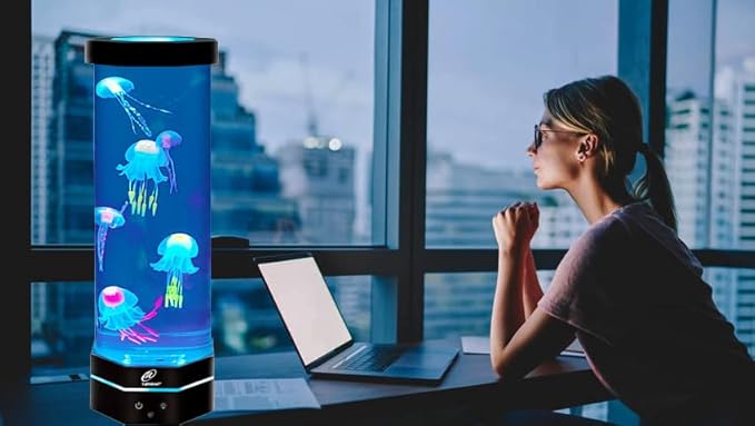 Lightahead LED Fantasy Jellyfish Lamp with Color Changing Light Effects. A Sensory Synthetic Fish Tank Aquarium Mood Lamp. Large (15 Inches Tall) Lightahead%C2%AE