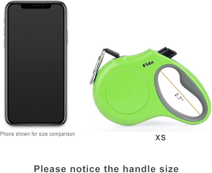 Fida Retractable Dog Leash, 10ft Heavy Duty Pet Walking Leash for X-Small Dog or Cat up to 18 lbs, Tangle Free. One-Hand Brake (X-Small, Green) - PAWPICO