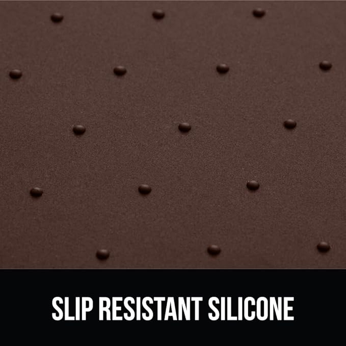 Gorilla Grip 100% Waterproof Raised Edge BPA Free Silicone Pet Feeding Mat, Dog Cat Food Mats Contain Spills Protects Floors, Placemats for Cats and Dogs Water Bowl, Pets Accessories 16x10, Brown - PAWPICO