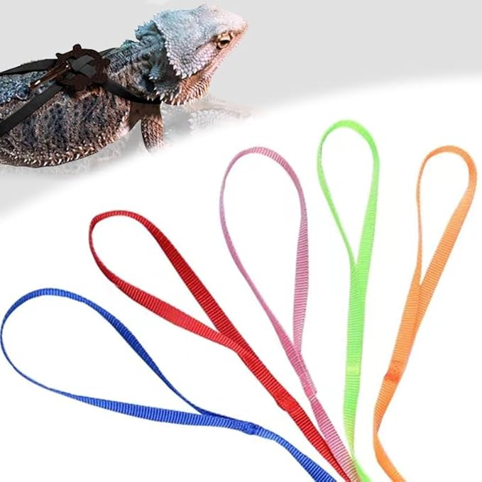 Adjustable 4.72inch Reptile Lizard Harness Leash,Turtle Lizard Pet Traction Belt Bearded Dragon Accessories Soft Small Pet Animal Harness Rope Outdoor Used(Blue) HOKABLE