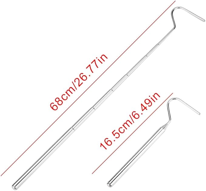 Snake Hook, Stainless Steel Extensible Telescoping Snake Catcher Hook Collapsible Reptile Hook Telescoping Capture Hook for Catching Handling Grabber Separate Small Pet Snake ViaGasaFamido