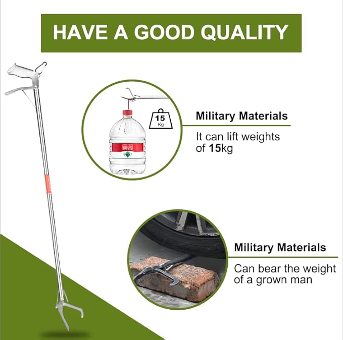 Reptile Tongs Snake Grabber Tool lock 47 inch Aluminum Alloy Easy to Carry Foldable and Light with Zigzag Wide Jaw Stainless Steel Professional Outdoor Catch Snake Hooks HOOJUKE