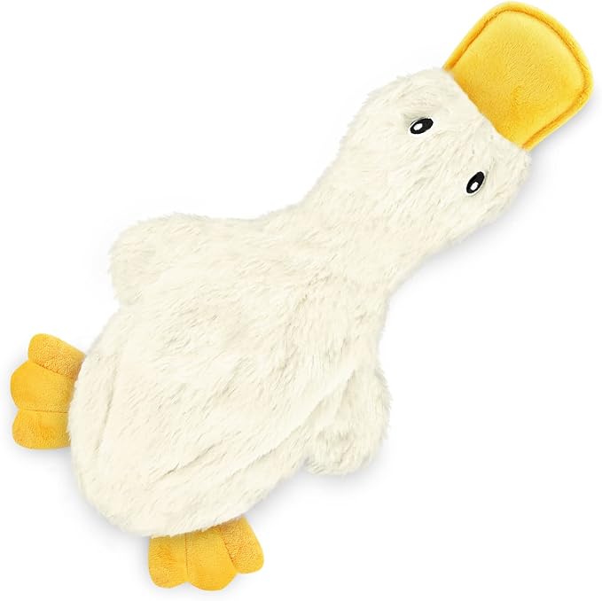Best Pet Supplies Crinkle Dog Toy for Small, Medium, and Large Breeds, Cute No Stuffing Duck with Soft Squeaker, Fun for Indoor Puppies and Senior Pups, Plush No Mess Chew and Play - White - PAWPICO