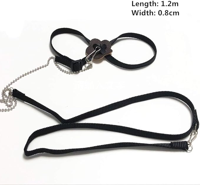Adjustable Reptile Lizard Harness Leash,Turtle Lizard Pet Traction Belt Bearded Dragon Accessories Soft Small Pet Animal Harness Rope,1.2M (Black) Sawyd