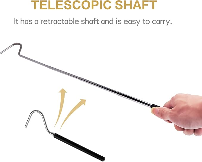 CONSIO Retractable Reptile Hook, Portable Mini Snake Hook Collapsible Stainless Steel Snake Tool, and Snake & Reptile Hook Retractable Catching Snake Handling Tool CONSIO