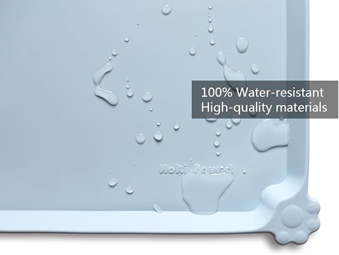Hoki Found Large Silicone Pet Food Mats Tray - Non Slip Pet Dog Cat Bowl Mats Placemat - Dog Pet Cat Feeding Mat - Waterproof Dog Cat Food Mats -Pet Water Mats for Floors - Frost - PAWPICO