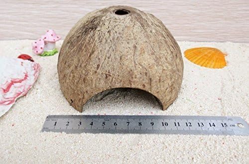 Hypeety Natural Coconut Reptile Habitat Hideout for Reptile, Lizard, Spider, Snake, Aquarium, Fish Hide Cave Hermit Crabs, Hamsters Natural Coco Hut Organic Non-Toxic Aquarium Decoration Hypeety