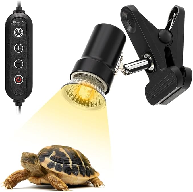 Reptile Heat Lamp Rotatable Turtle Heating Light with 50W UVA UVB Heat Bulb Simulated Sunlight Basking Spot Lamp with Clamp for Reptiles Lizard Amphibian Bearded Dragon Snake (With Timer&Dimmer) DaToo