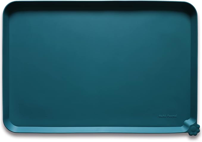 Hoki Found Large Silicone Pet Food Mats Tray - Non Slip Pet Dog Cat Bowl Mats Placemat - Dog Pet Cat Feeding Mat - Waterproof Dog Cat Food Mats -Pet Water Mats for Carpet - Sicilian Ocean - PAWPICO