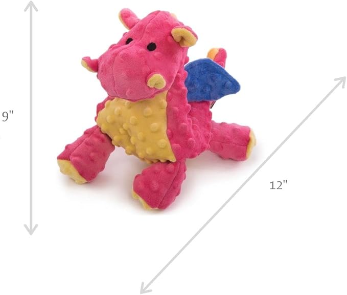 goDog Bubble Plush Dragons Squeaky Dog Toy, Chew Guard Technology - Coral, Large - PAWPICO