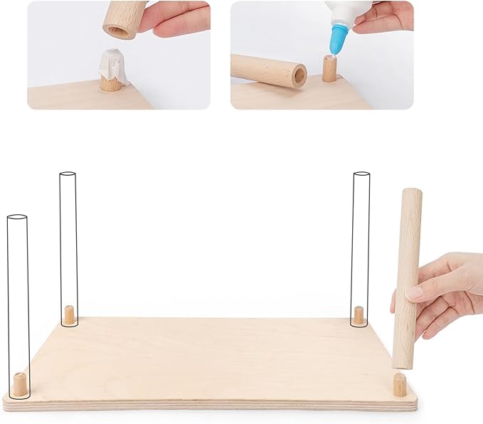 Niteangel Hamster Play Wooden Platform for Putting Small Animal's Food Bowl Drinking Bottle and Other cage Accessories (Rectangle - 7 Height) Niteangel
