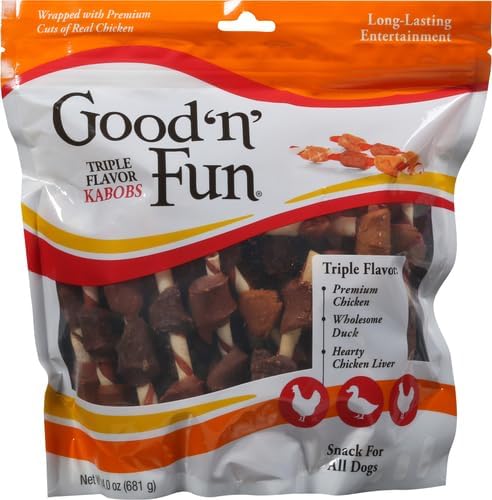 Good'N'Fun Triple Flavored Rawhide Kabobs for Dogs, 1.5 Pound (Pack of 1) - PAWPICO