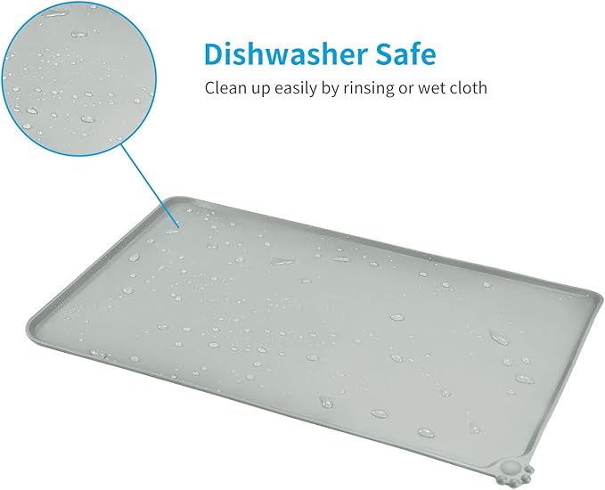 AUDWUD Silicone Waterproof Dog Cat Pet Feeding Mats,Anti Slip Pet Bowl Mats,Pet Feeding Mat, 24" x 16" - PAWPICO