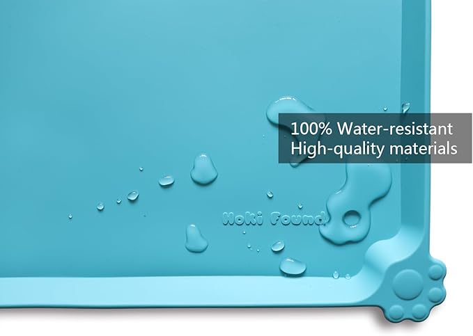 Hoki Found L Silicone Pet Food Mats Tray - Non Slip Pet Dog Cat Bowl Mats Placemat - Dog Pet Cat Feeding Mat - Waterproof Dog Cat Food Mats -Pet Water Mats for Carpet -Glacier - PAWPICO