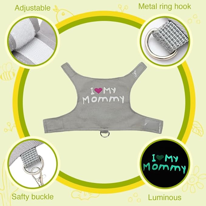 Bearded Dragon Leash and Harness Adjustable - Bearded Dragon Leash and Harness Set with Lizard Luminous Leash for Amphibians Chameleons Small Pet Animals Outdoor Safety Walking(Grey) HOKABLE