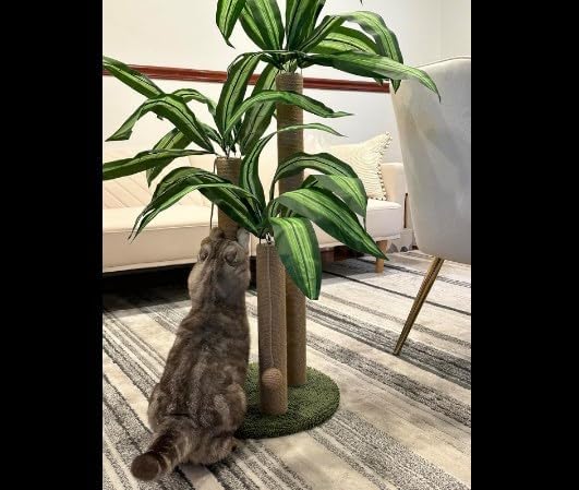 31.5Inch Cat Scratching Post,Cat Scratcher Tree with 3 Scratching Poles & 2 Interactive Dangling Balls,Cats Scratching Posts for Indoor Kitten & Adult Cats - PAWPICO
