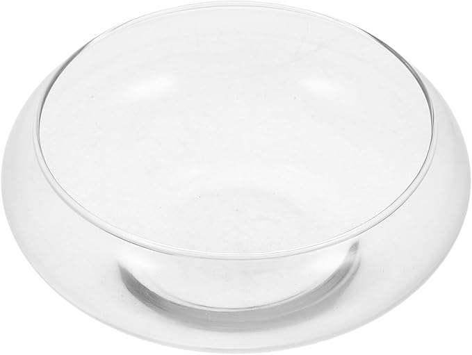 POPETPOP Clear Fish Bowl Glass Vase, Small Bubble Fish Bowl, Lotus Bowl Planter, Shallow Aquarium for Hydroponic Plants, Mini Betta Fish Tank for Home Office Decor POPETPOP