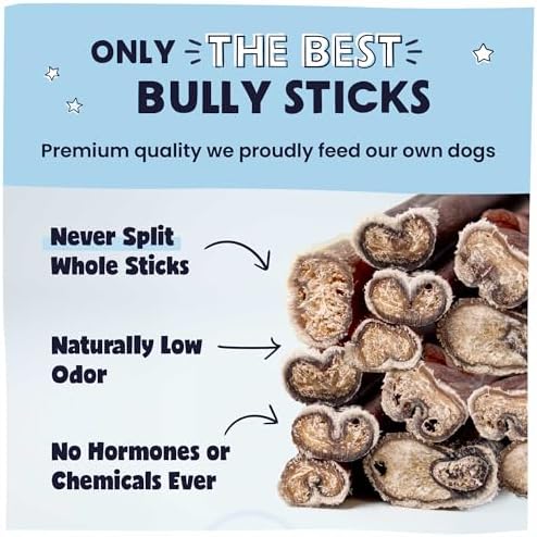 Pawstruck Premium 5-8" Bully Sticks for Dogs, 1 lb Bag - 100% Digestible Natural Beef Low Odor Long Lasting Chew for Medium Large Dogs - Single Ingredient Rawhide Free Treat Enrichment - PAWPICO
