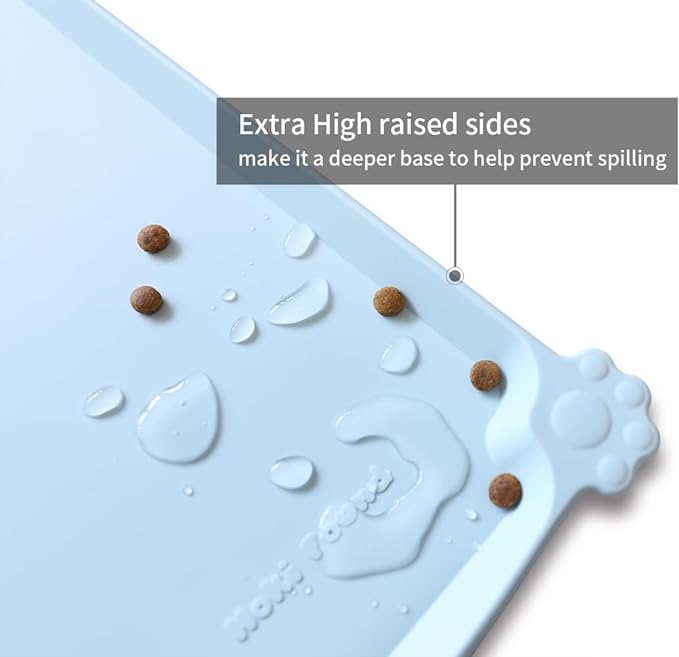 Hoki Found L Silicone Pet Food Mats Tray - Non Slip Pet Dog Cat Bowl Mats Placemat - Dog Pet Cat Feeding Mat - Waterproof Dog Cat Food Mats -Pet Water Mats for Carpet -Frost - PAWPICO