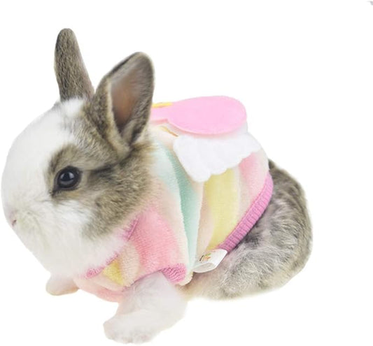Winter Warm Fleece Bunny Rabbit Clothes Cute Small Animal Guinea Pig Chinchilla Ferret Angel Costume Accessories Outfit for Hamster Ferret Rat Guinea Pig Cat Kitten Dog Puppy and Small Animals (XXXS) HAICHENTEC