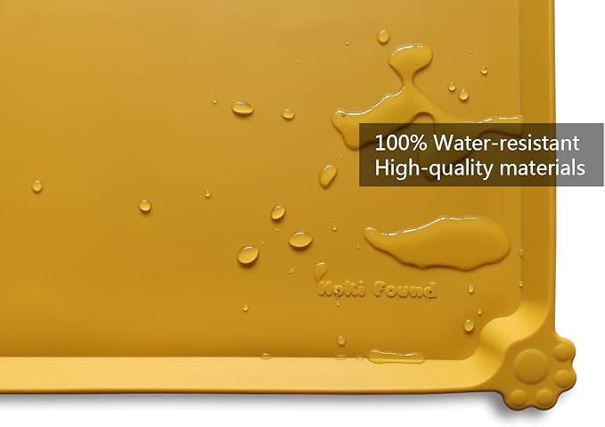 Hoki Found L Silicone Pet Food Mats Tray - Non Slip Pet Dog Cat Bowl Mats Placemat - Dog Pet Cat Feeding Mat - Waterproof Dog Cat Food Mats -Pet Water Mats for Carpet -Honey - PAWPICO