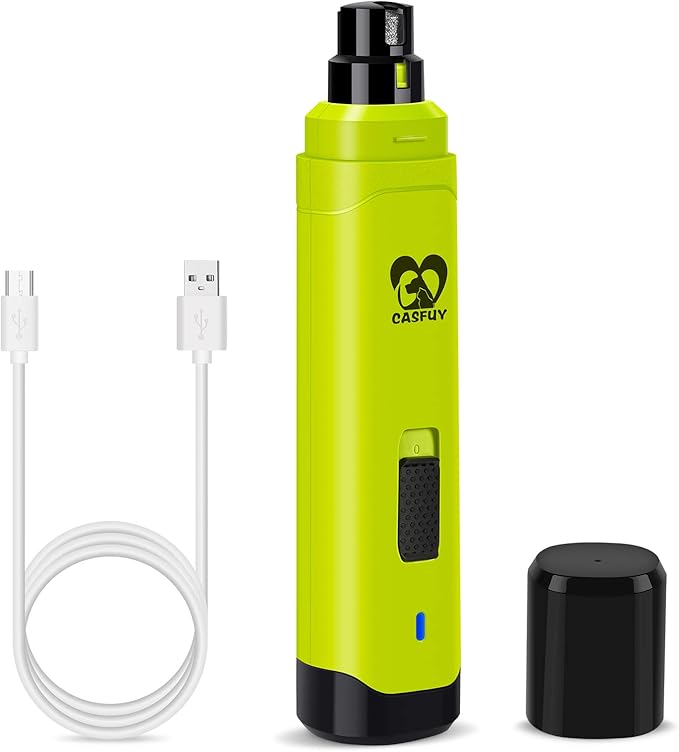 Casfuy Dog Nail Grinder Upgraded - Professional 2-Speed Electric Rechargeable Pet Nail Trimmer Painless Paws Grooming & Smoothing for Small Medium Large Dogs & Cats (Green) - PAWPICO
