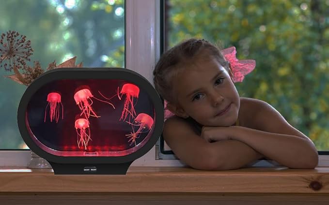Lightahead Realistic LED Jellyfish Mood Lamp Oval Design with Vibrant Color Changing Light Effects. A Sensory Flourescent Jelly Fish Aquarium Tank Lightahead%C2%AE